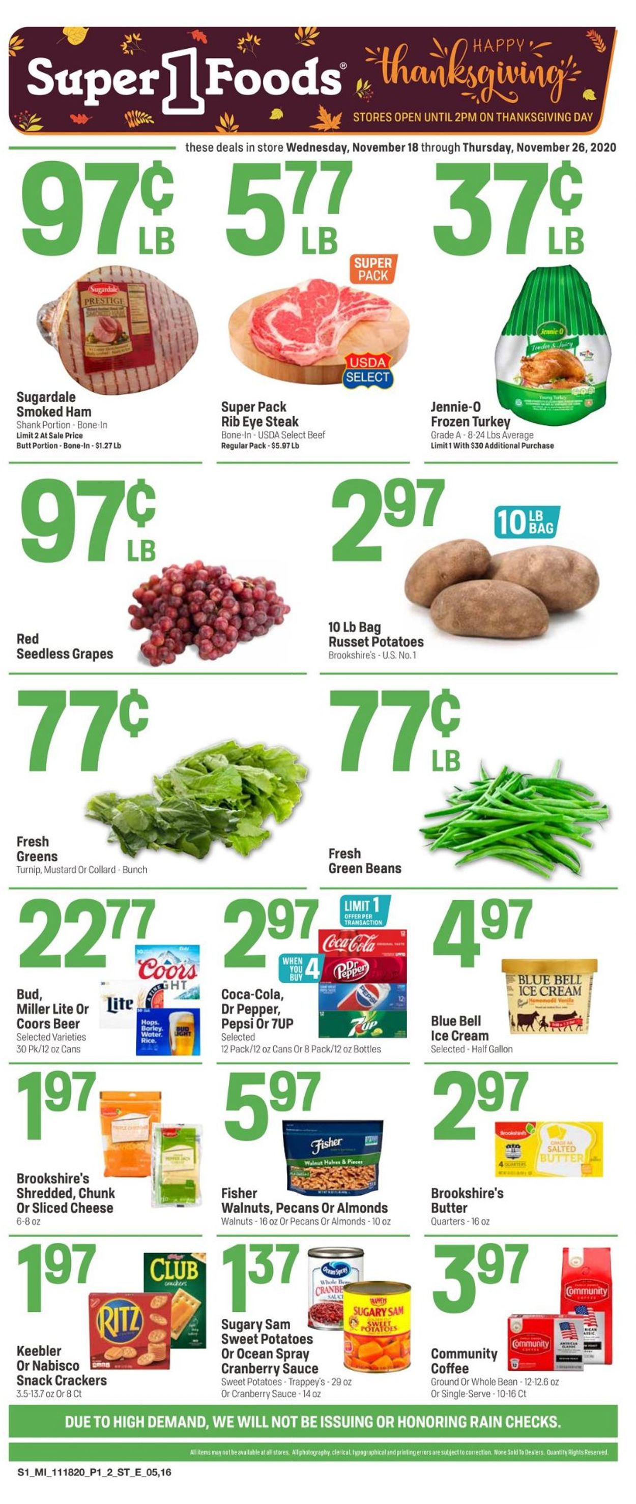 Catalogue Super 1 Foods Thanksgiving  2020 from 11/18/2020