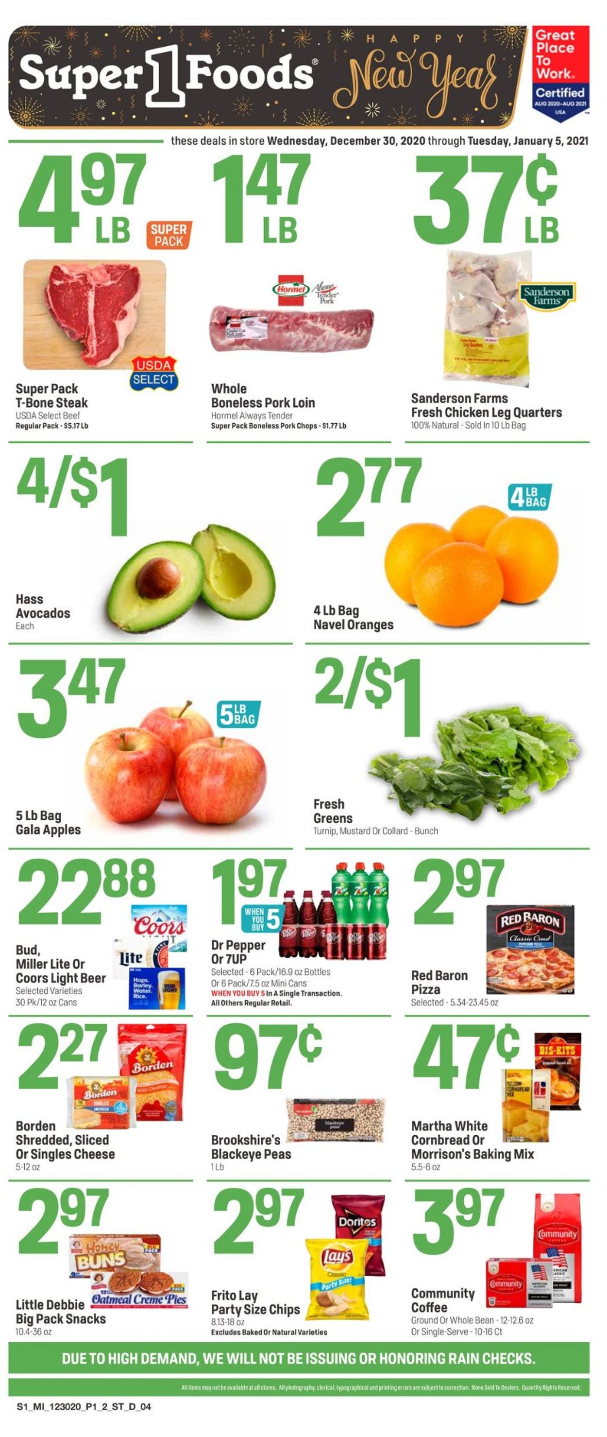 Catalogue Super 1 Foods from 12/30/2020