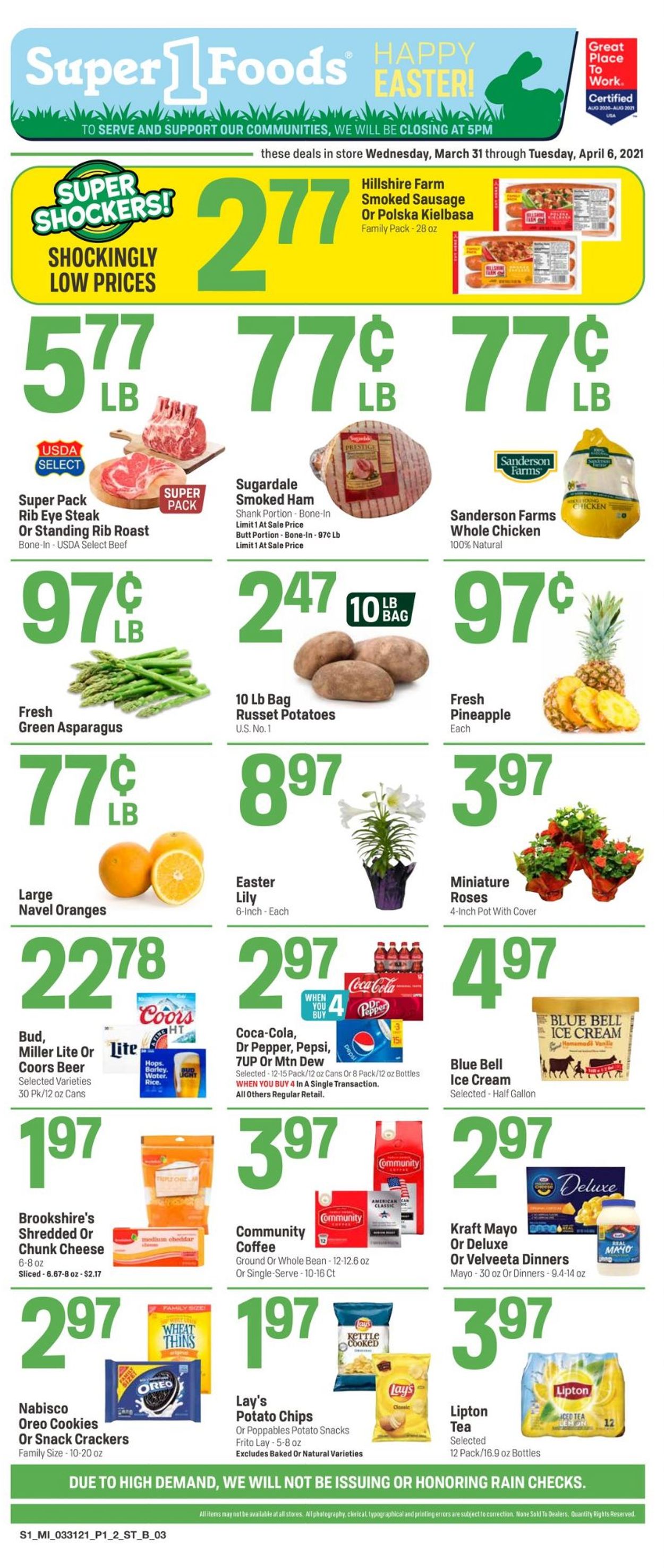 Catalogue Super 1 Foods Easter 2021 ad from 03/31/2021