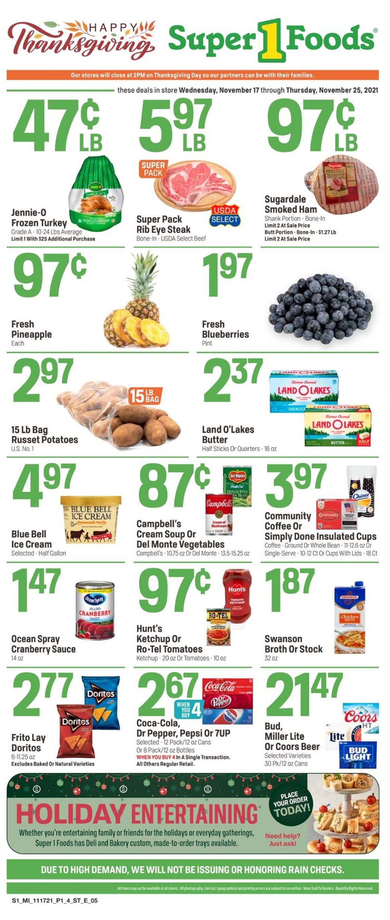 Catalogue Super 1 Foods THANKSGIVING 2021 from 11/17/2021