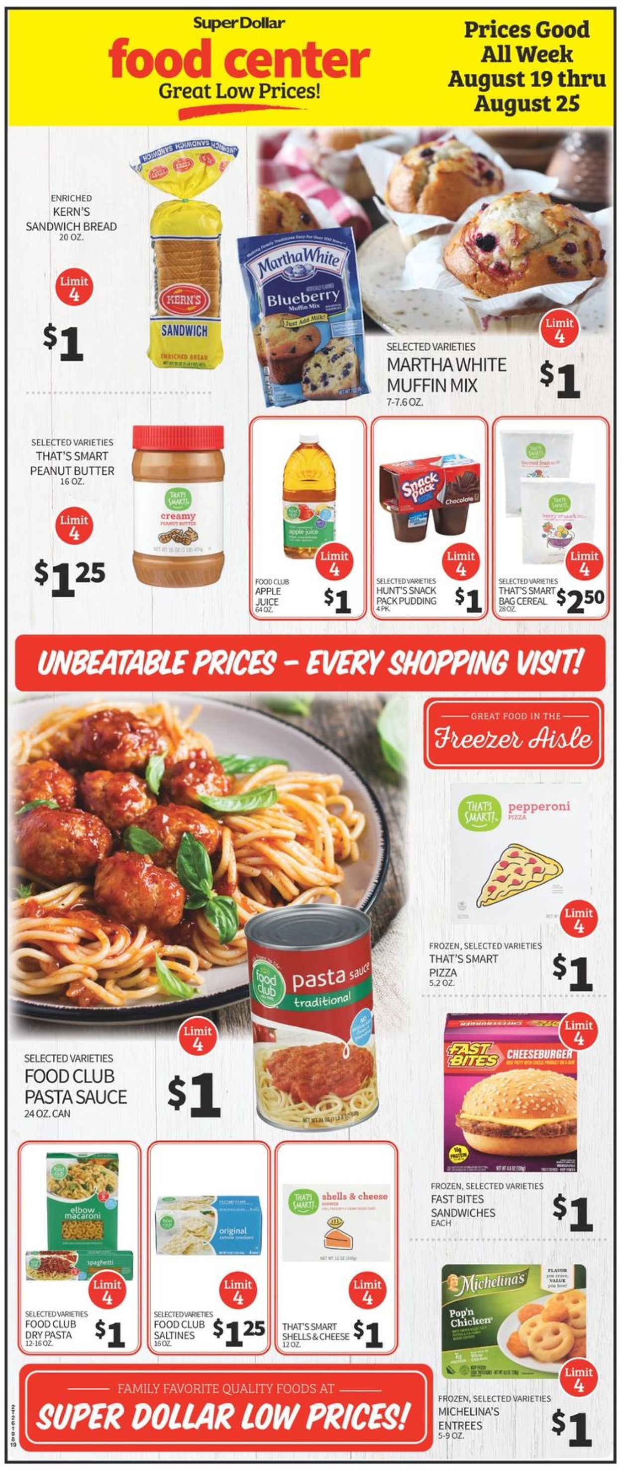 Catalogue Super Dollar Food Center from 08/19/2020