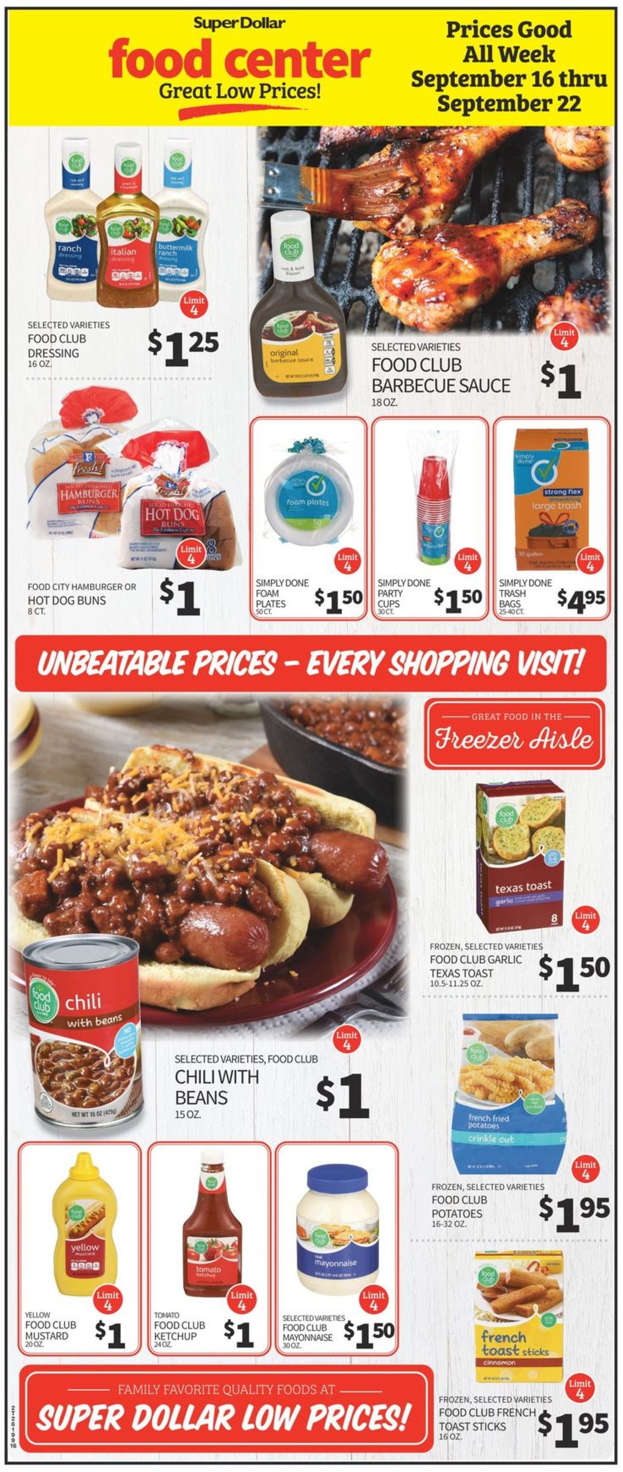 Catalogue Super Dollar Food Center from 09/16/2020