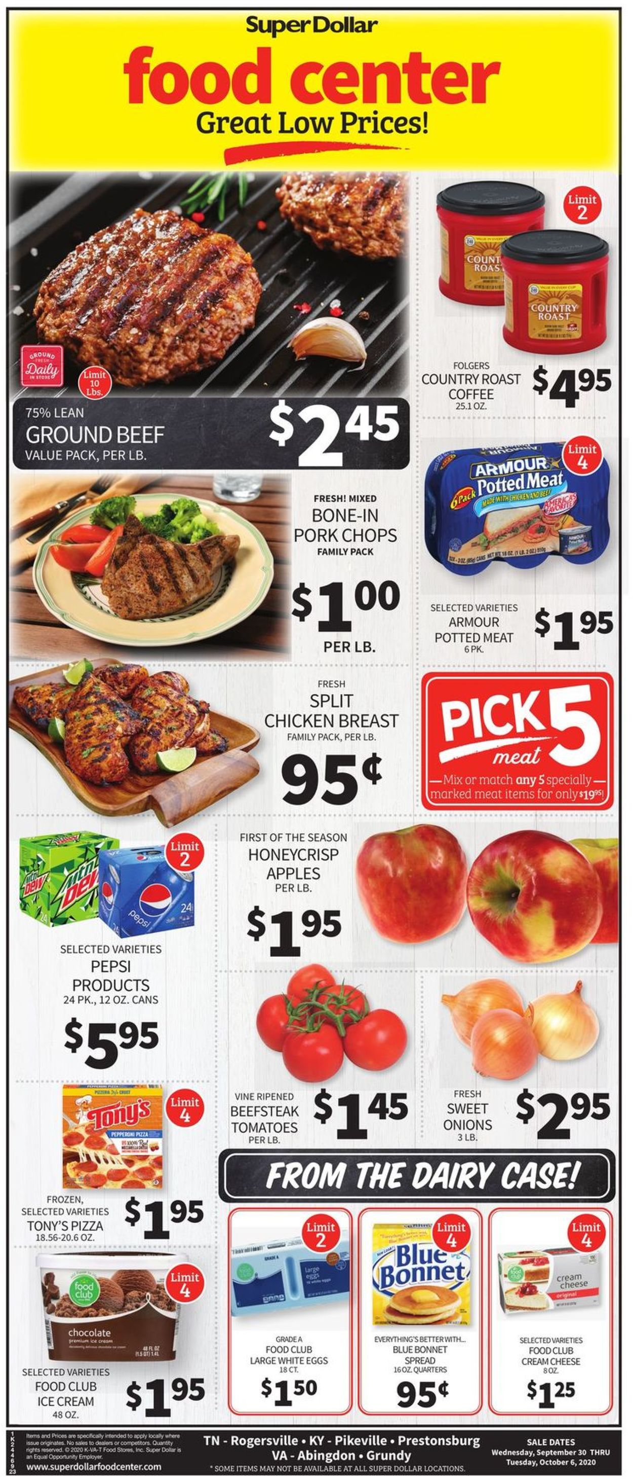 Catalogue Super Dollar Food Center from 09/30/2020