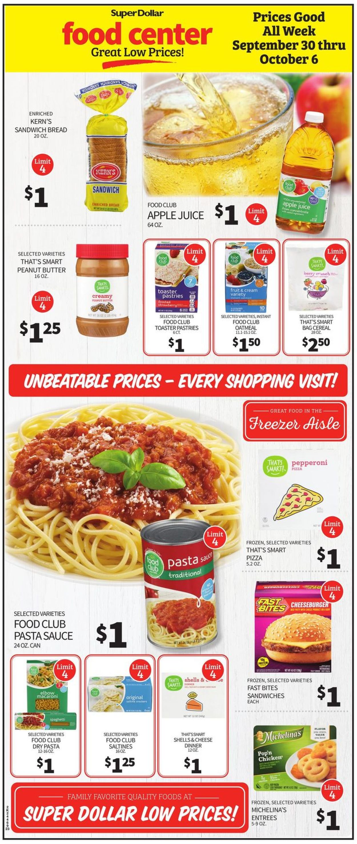Catalogue Super Dollar Food Center from 09/30/2020