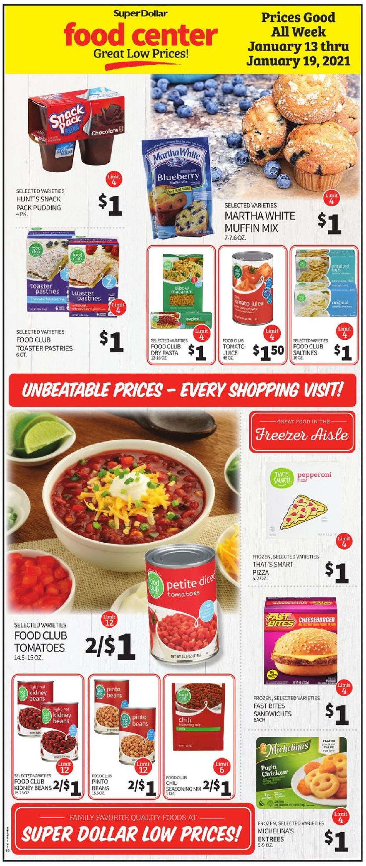 Catalogue Super Dollar Food Center from 01/13/2021