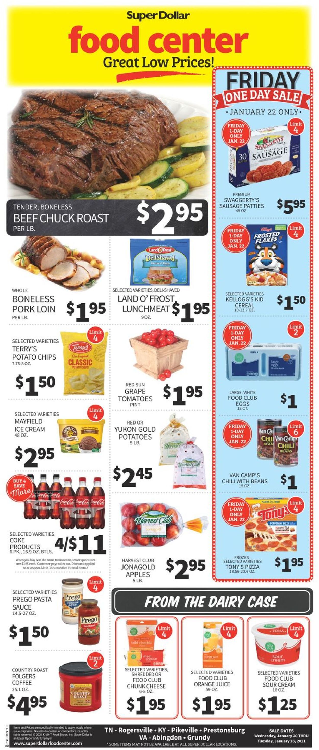 Catalogue Super Dollar Food Center from 01/20/2021