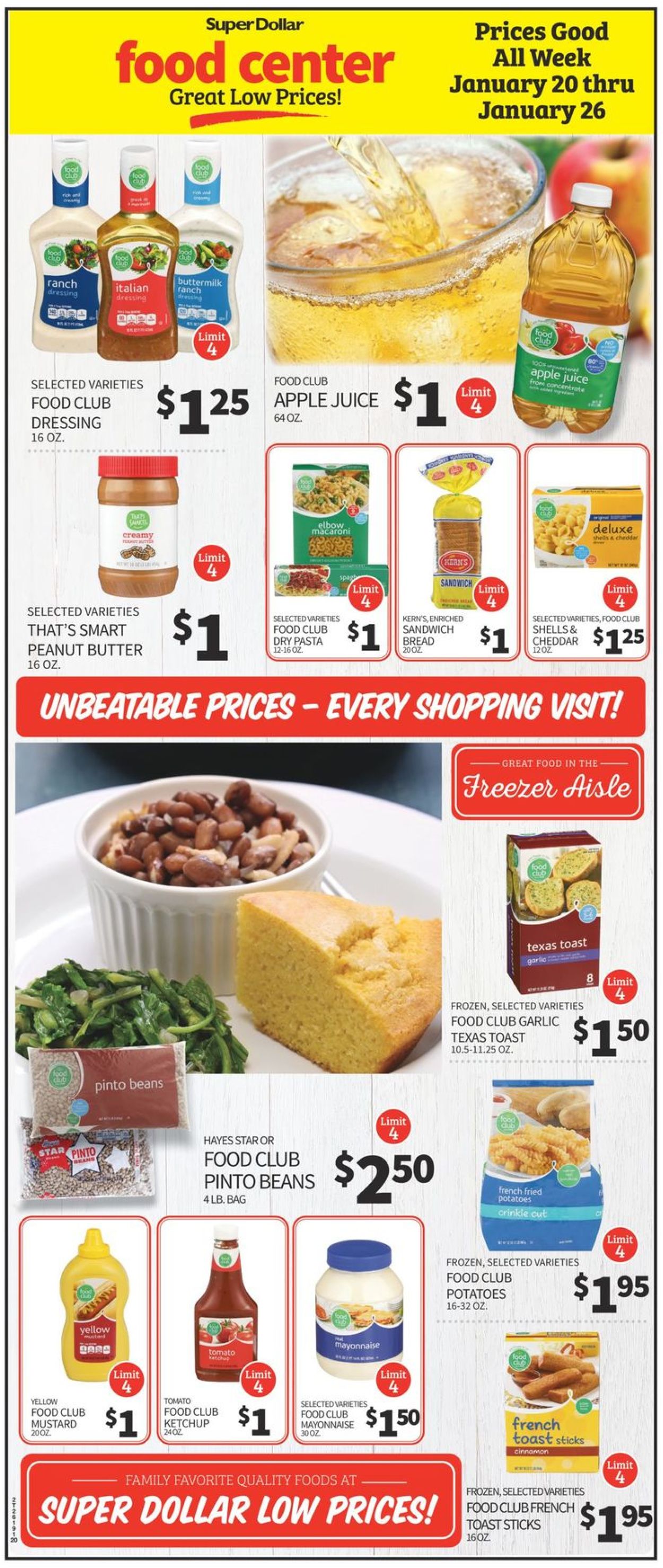 Catalogue Super Dollar Food Center from 01/20/2021