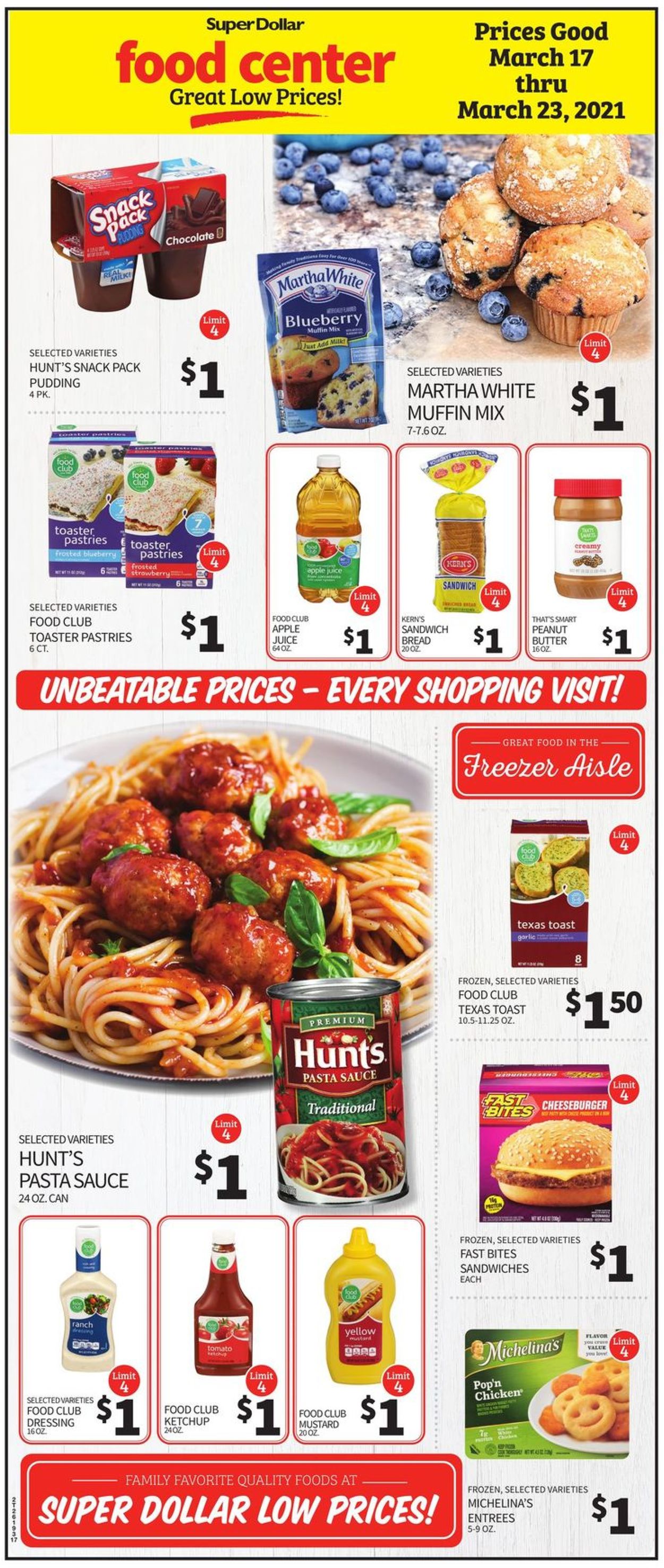 Catalogue Super Dollar Food Center from 03/17/2021