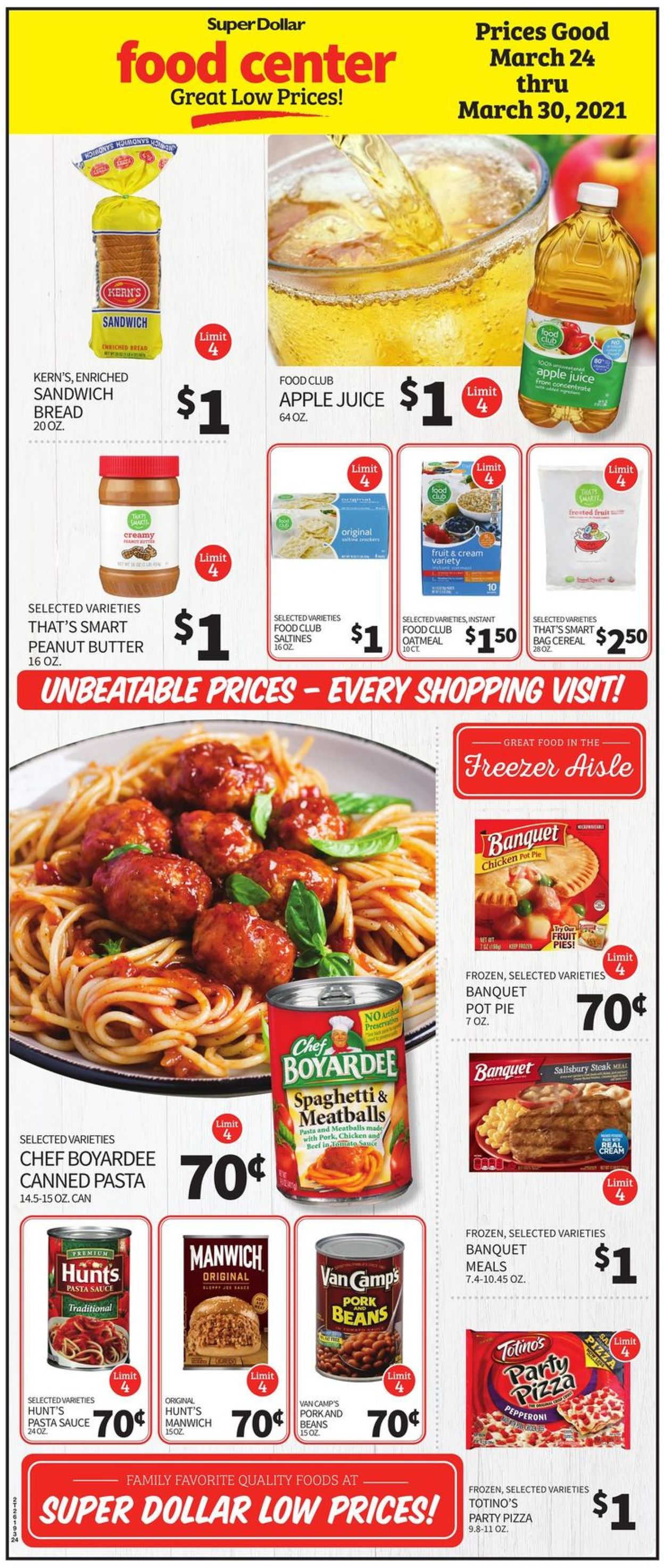 Catalogue Super Dollar Food Center from 03/24/2021