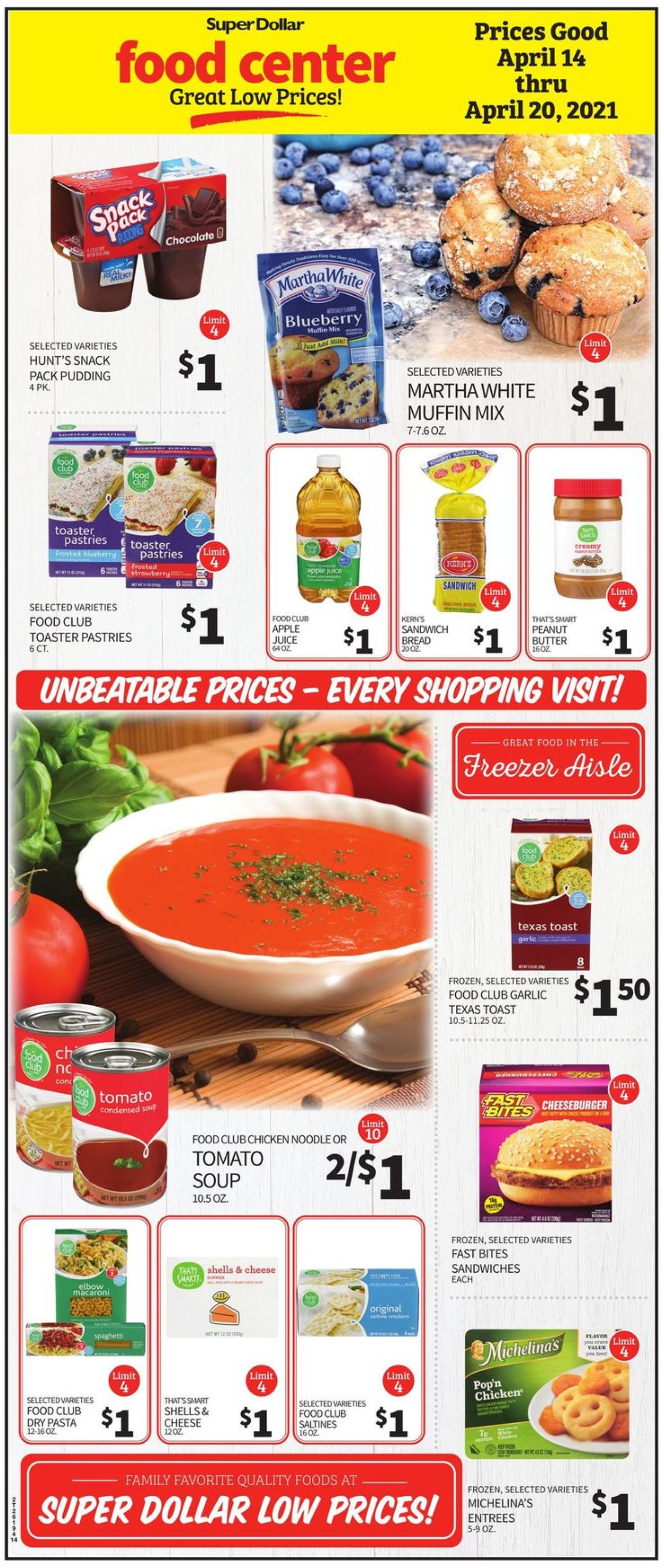 Catalogue Super Dollar Food Center from 04/14/2021