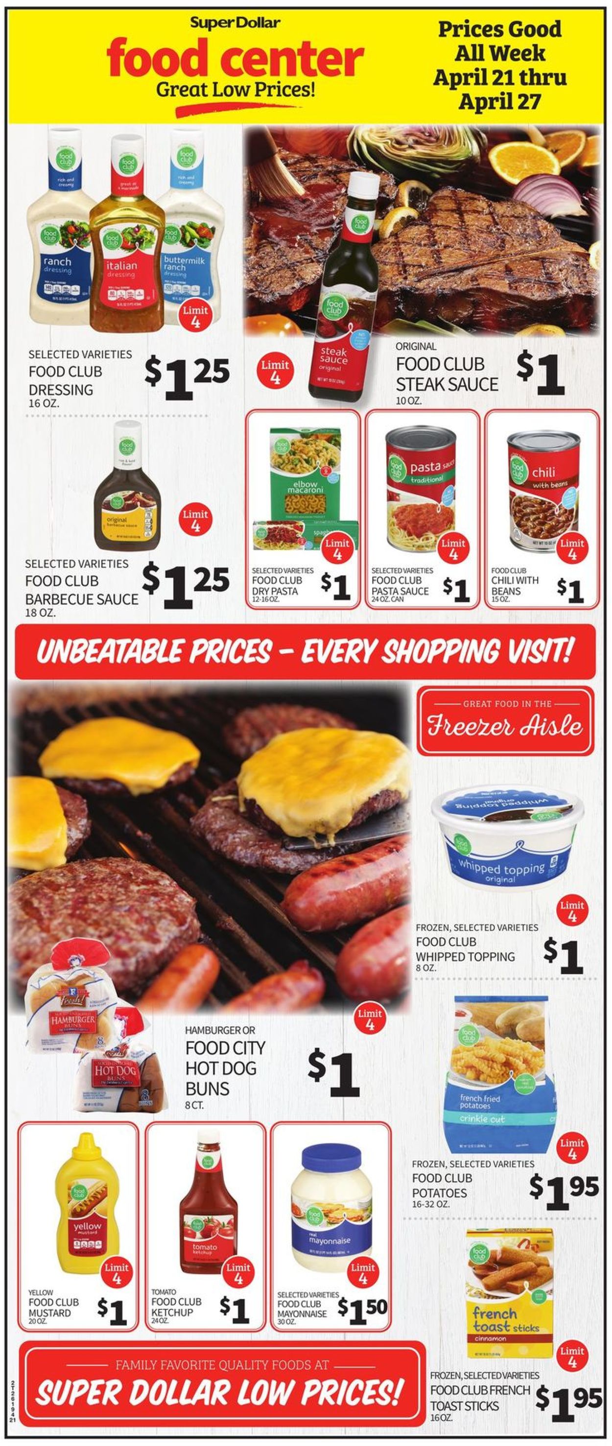 Catalogue Super Dollar Food Center from 04/21/2021