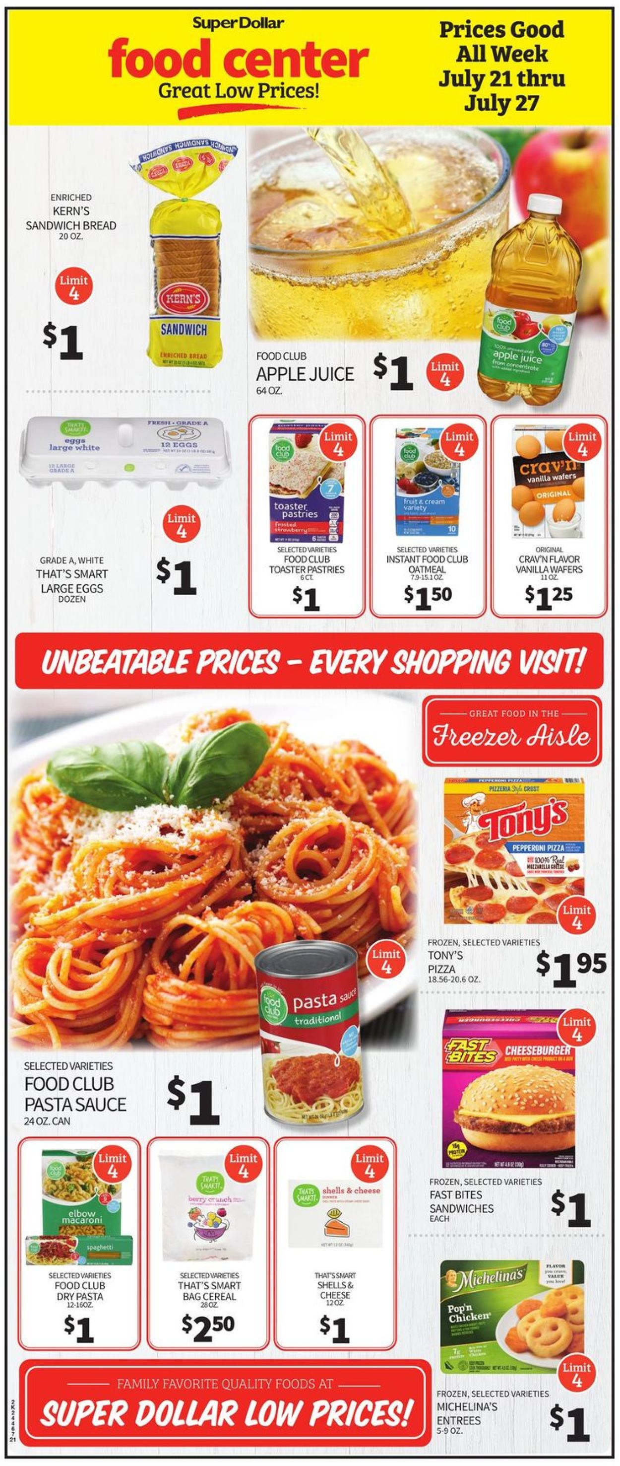 Catalogue Super Dollar Food Center from 07/21/2021