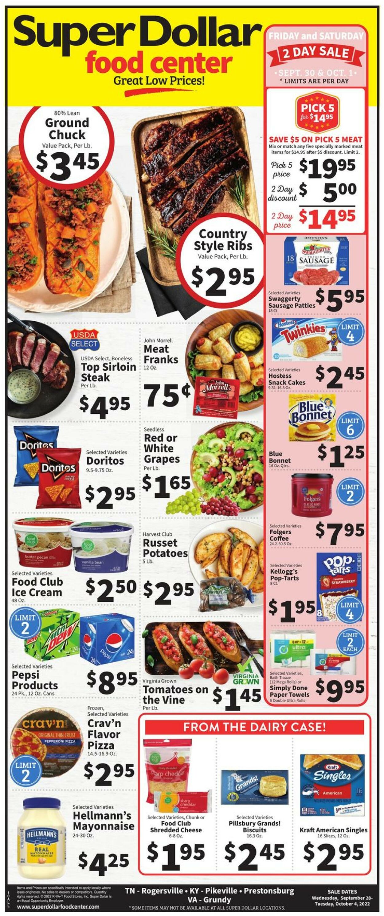 Catalogue Super Dollar Food Center from 09/28/2022