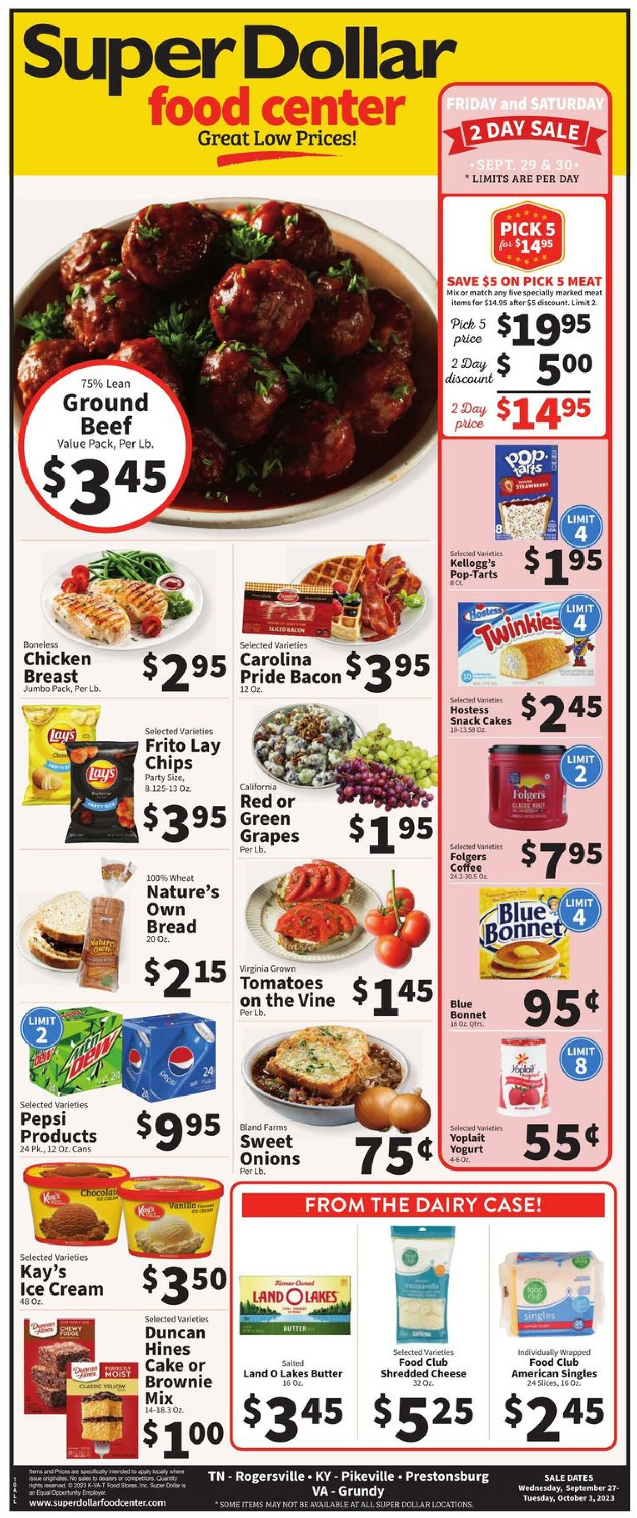 Catalogue Super Dollar Food Center from 09/27/2023