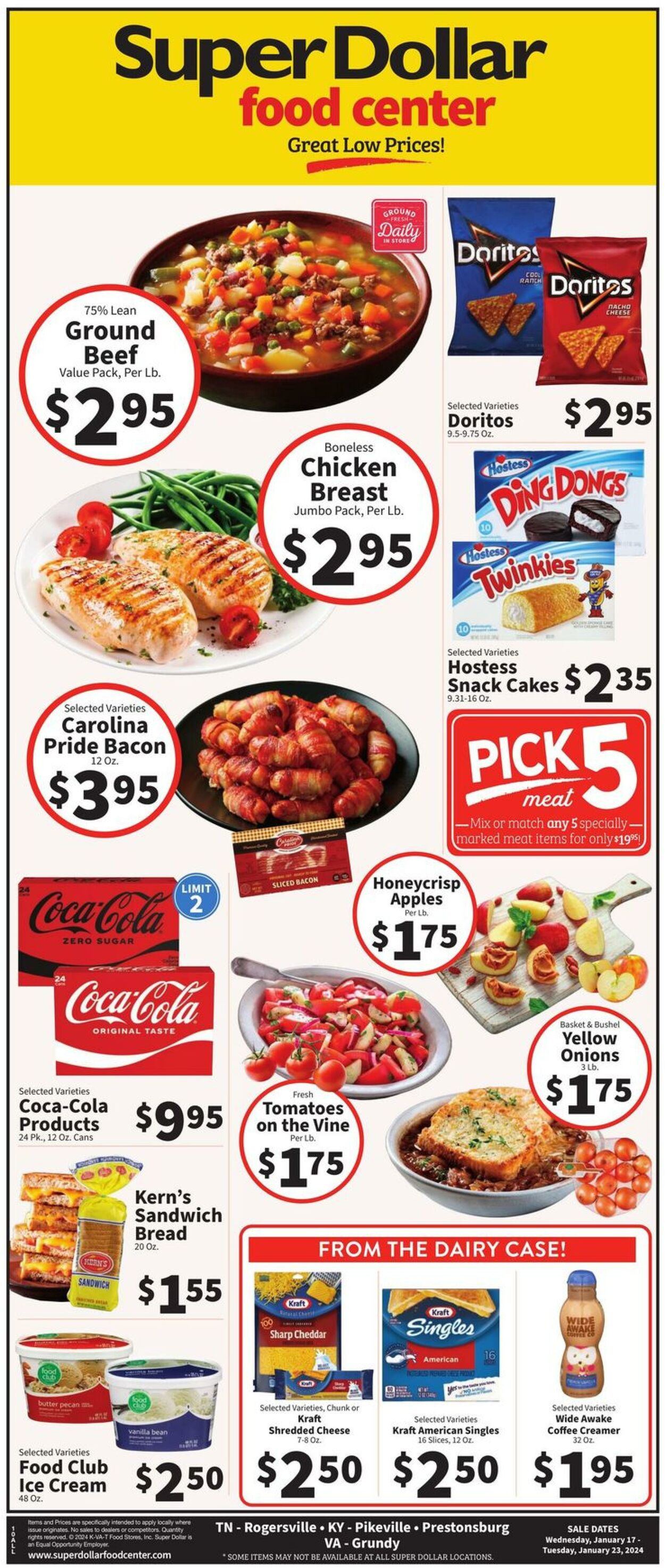 Catalogue Super Dollar Food Center from 01/17/2024