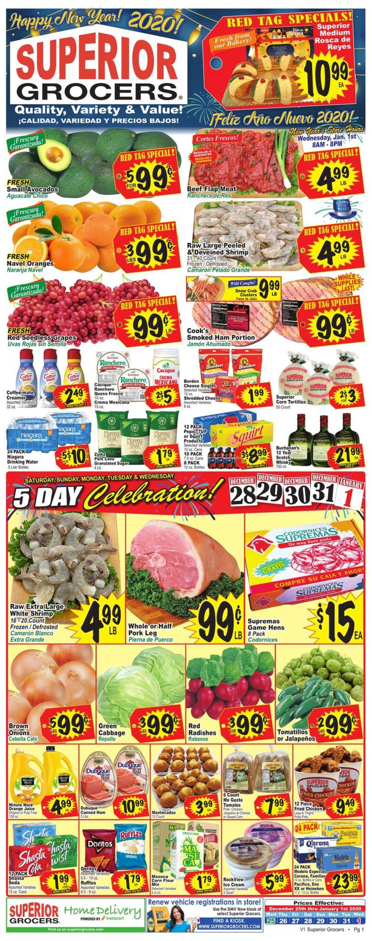 Catalogue Superior Grocers - New Year's Ad 2019/2020 from 12/25/2019