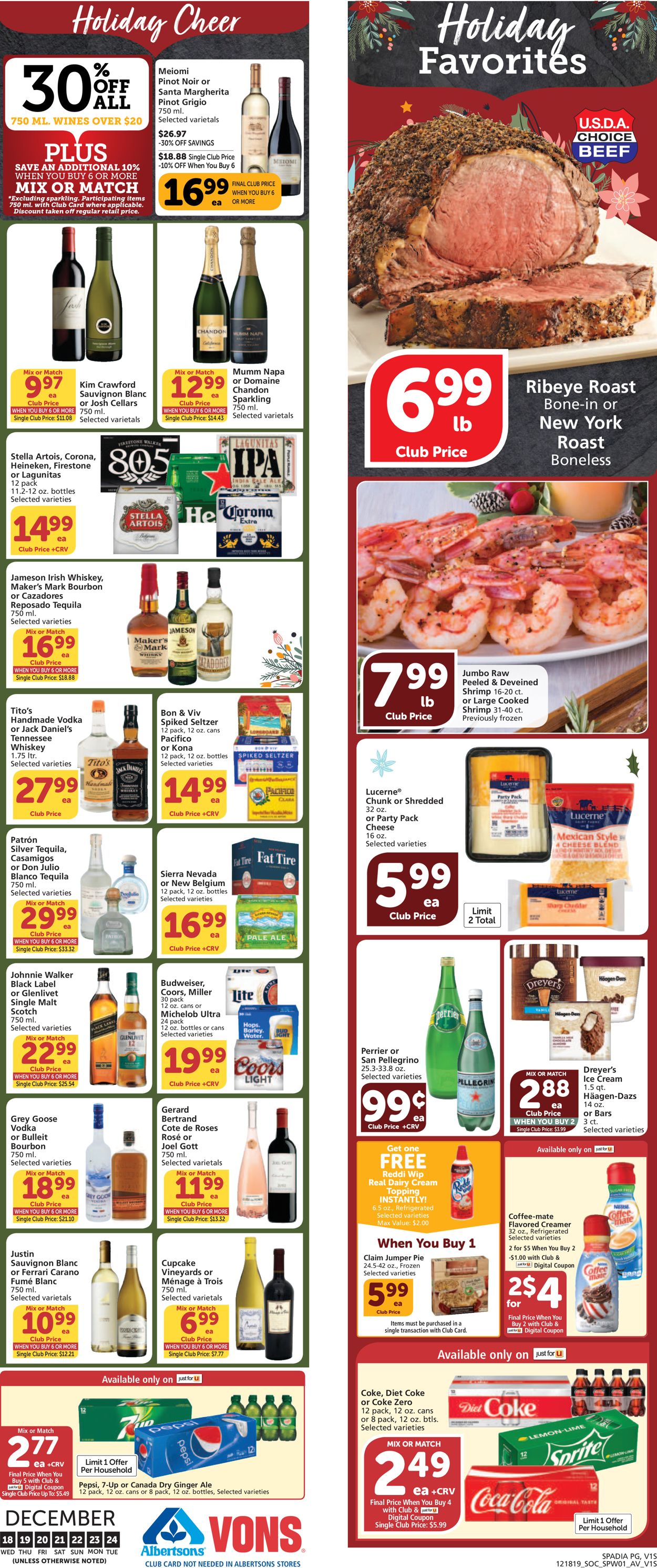 Catalogue Vons - Holiday Ad 2019 from 12/18/2019