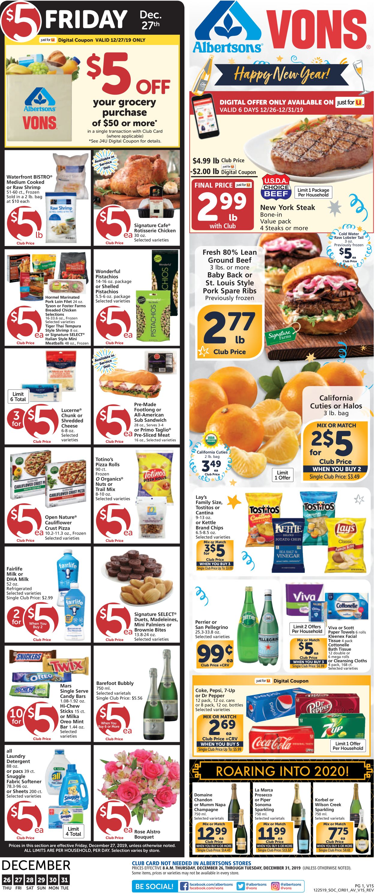 Catalogue Vons - New Years's Ad 2019/2020 from 12/28/2019