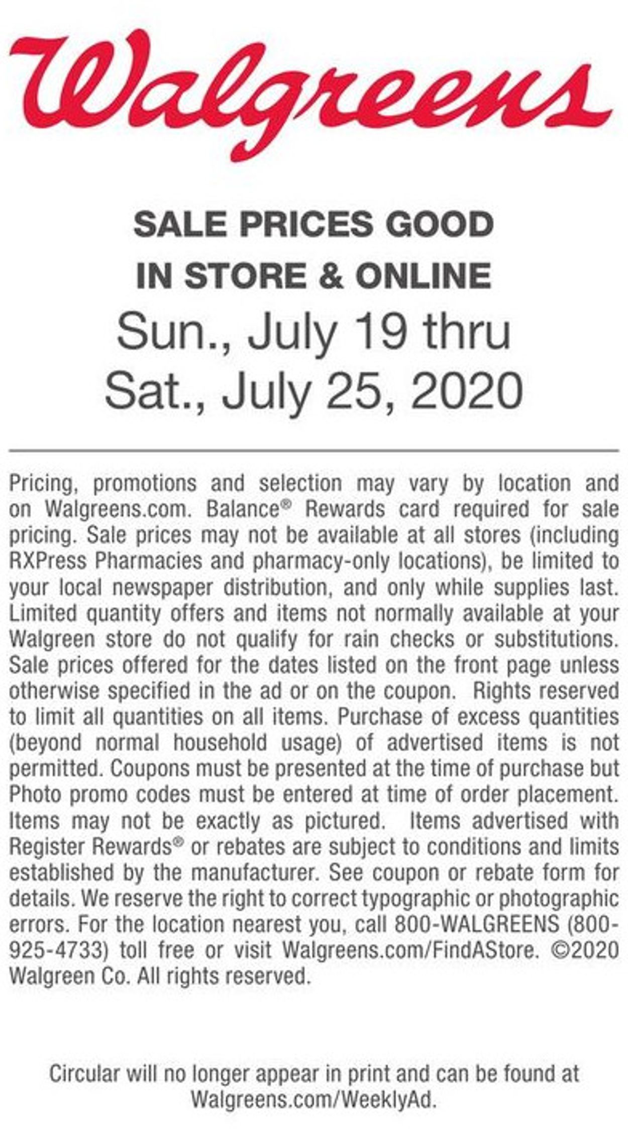 Catalogue Walgreens from 07/19/2020