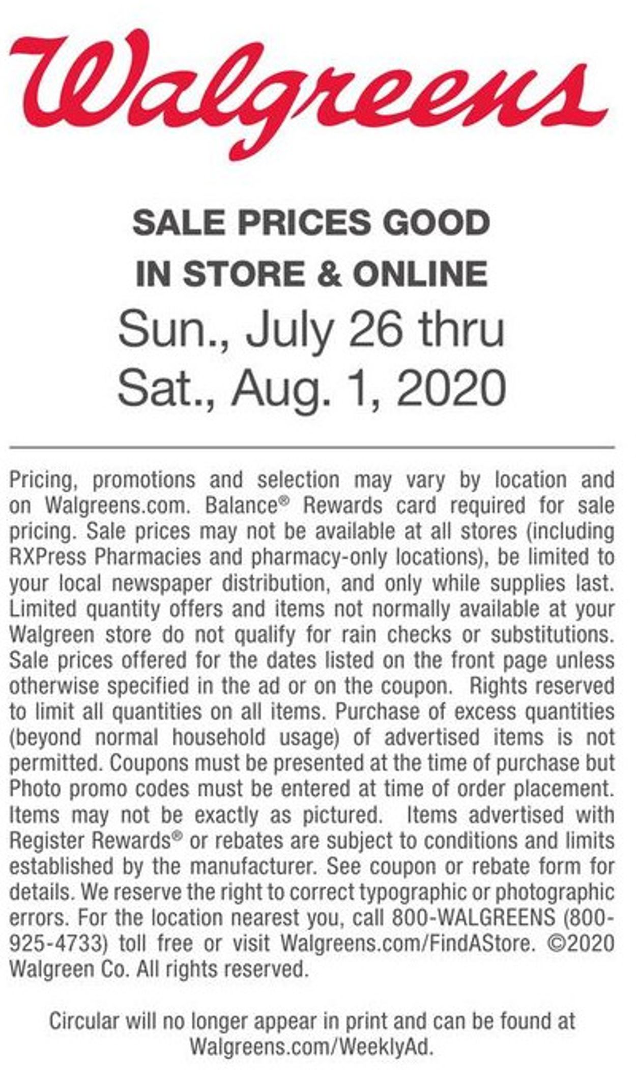 Catalogue Walgreens from 07/26/2020