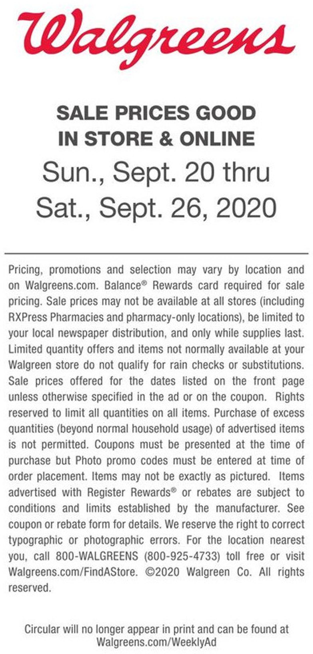 Catalogue Walgreens from 09/20/2020