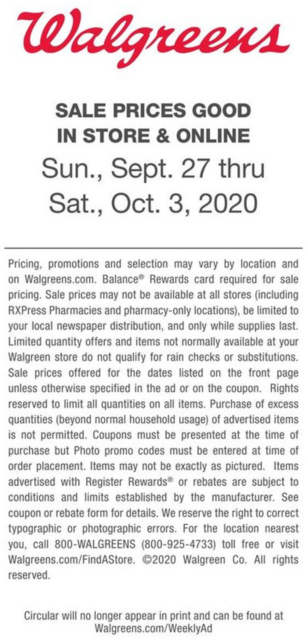 Catalogue Walgreens from 09/27/2020