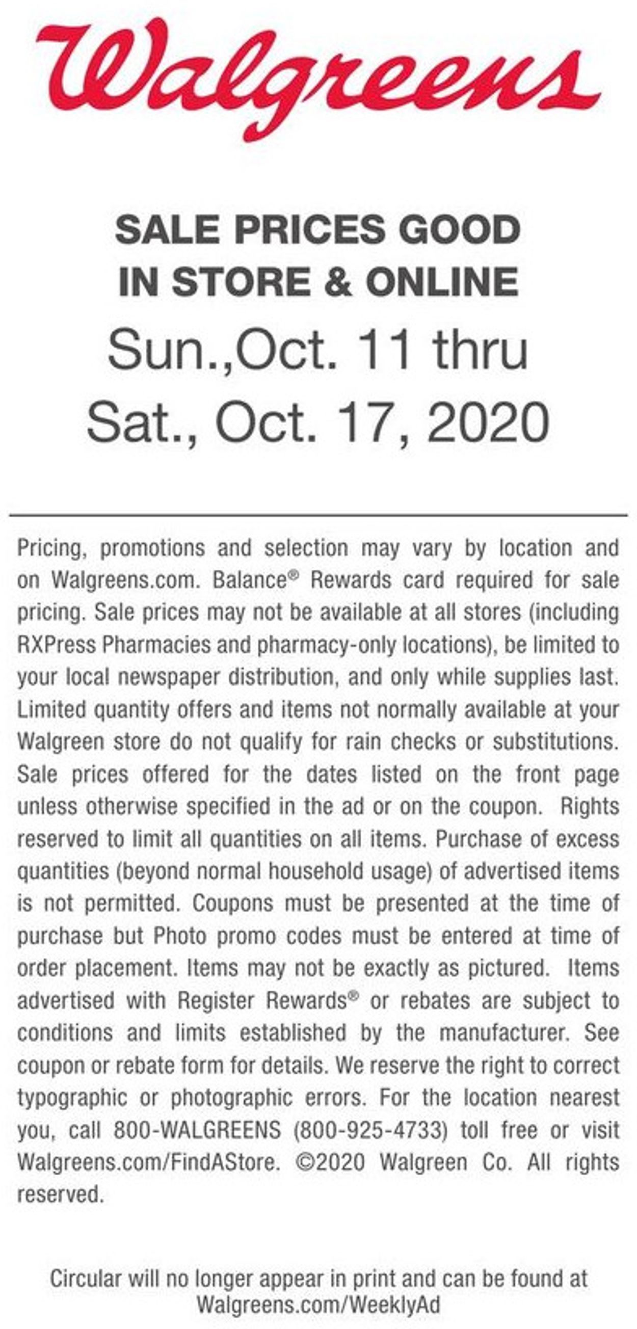 Catalogue Walgreens from 10/11/2020