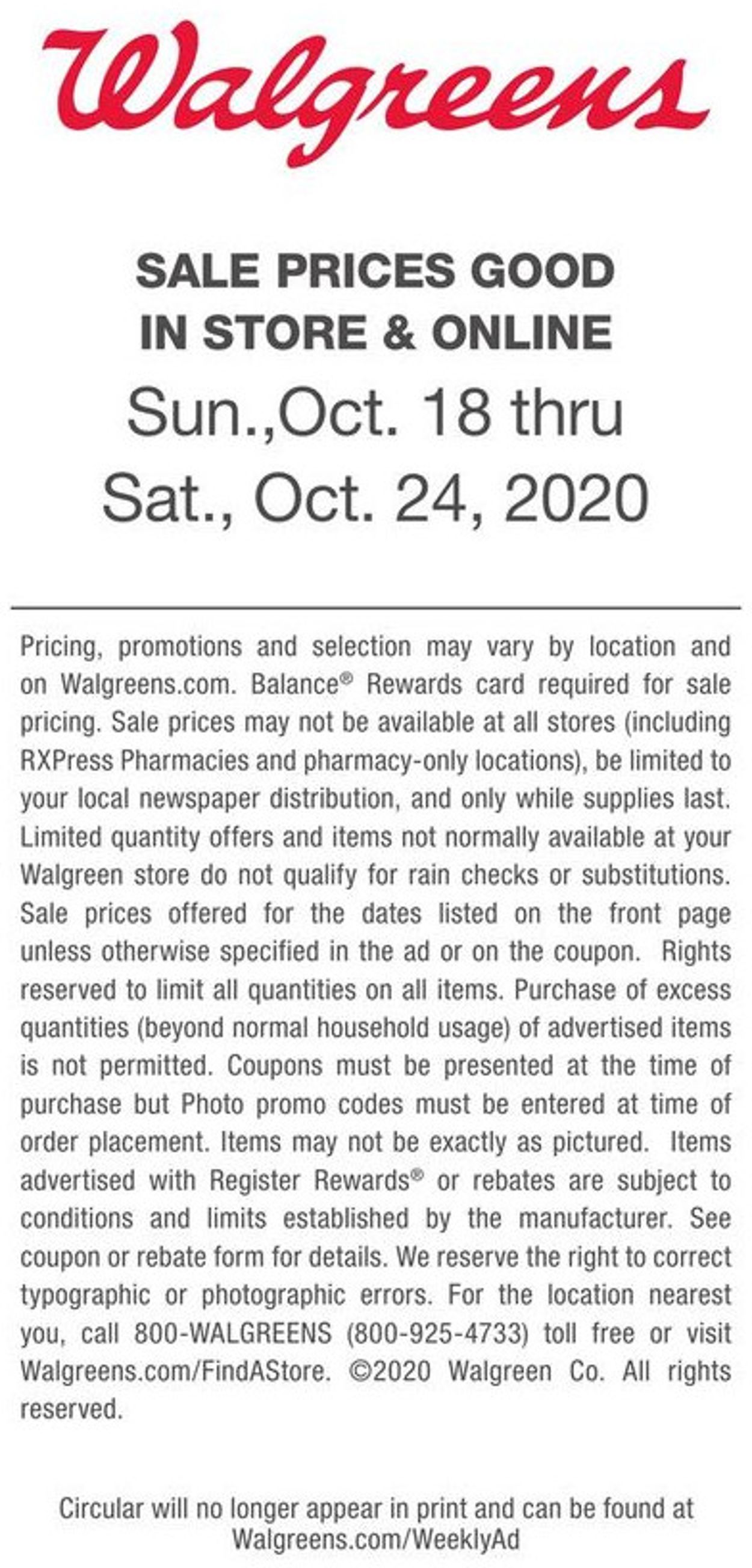 Catalogue Walgreens from 10/18/2020