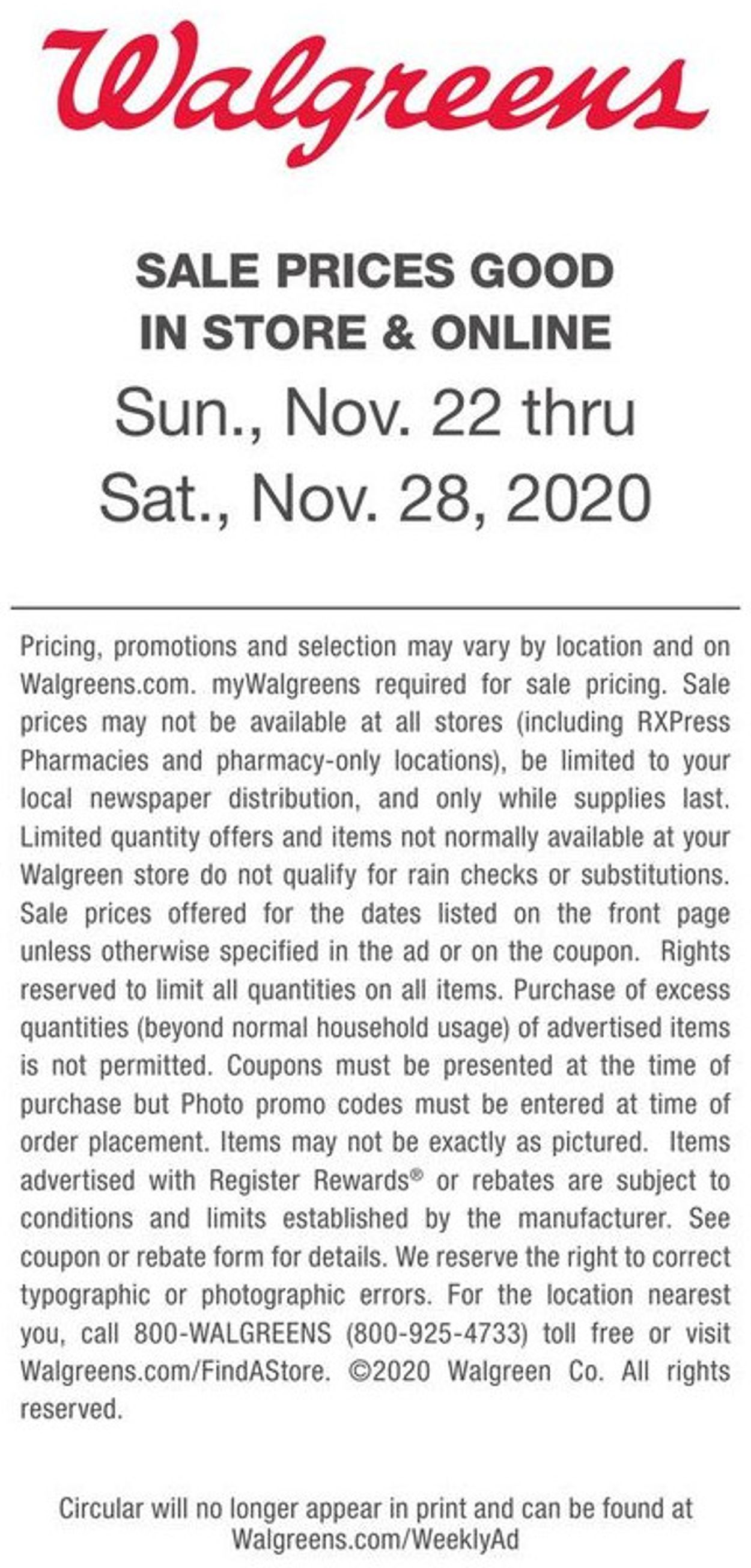 Catalogue Walgreens Holiday 2020 from 11/22/2020