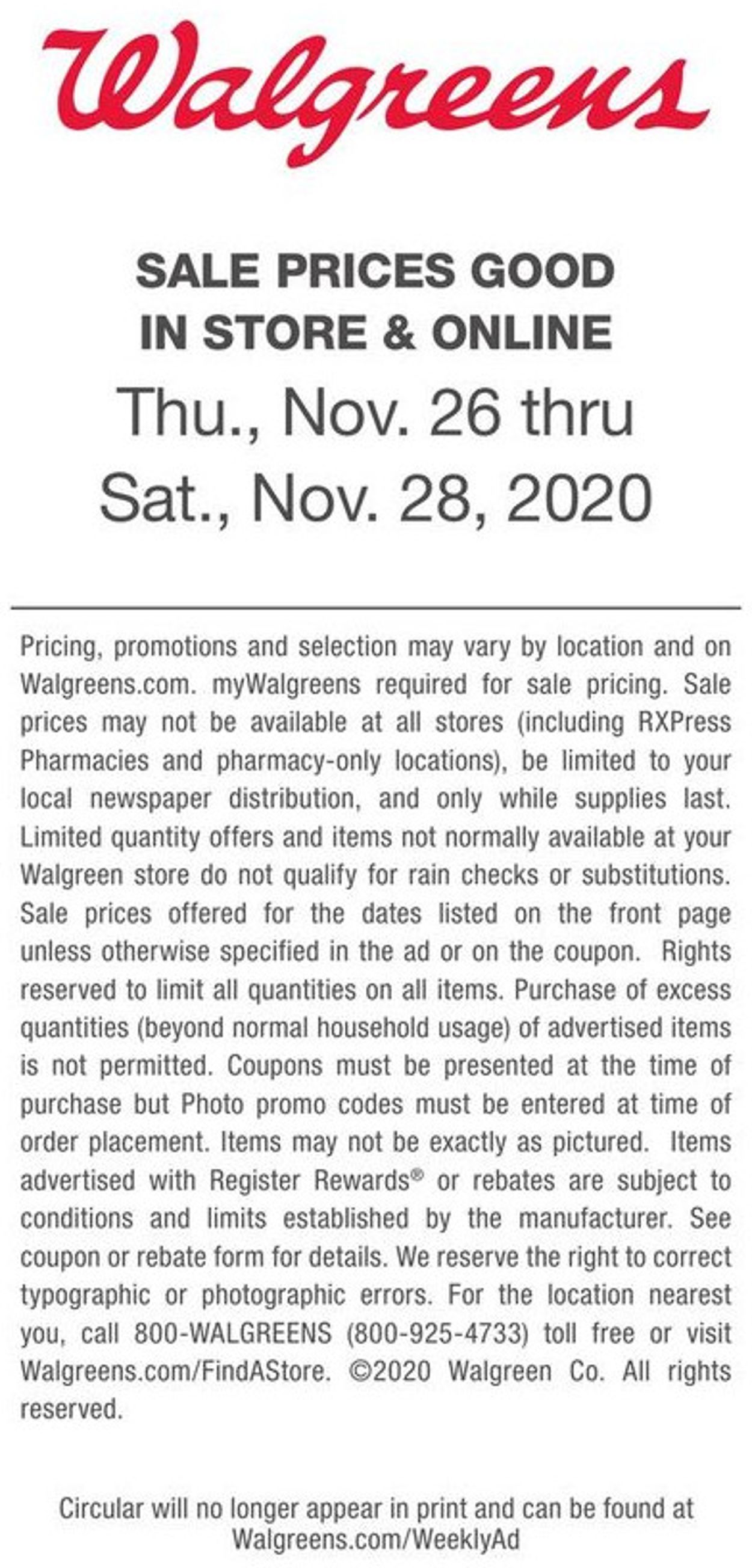 Catalogue Walgreens Black Friday 2020 from 11/22/2020