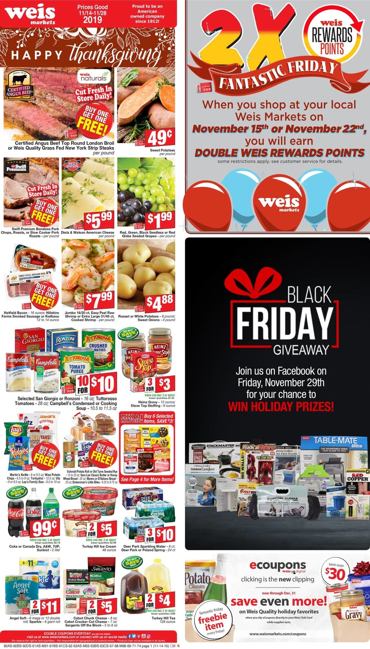 Catalogue Weis - Black Friday Ad 2019 from 11/14/2019