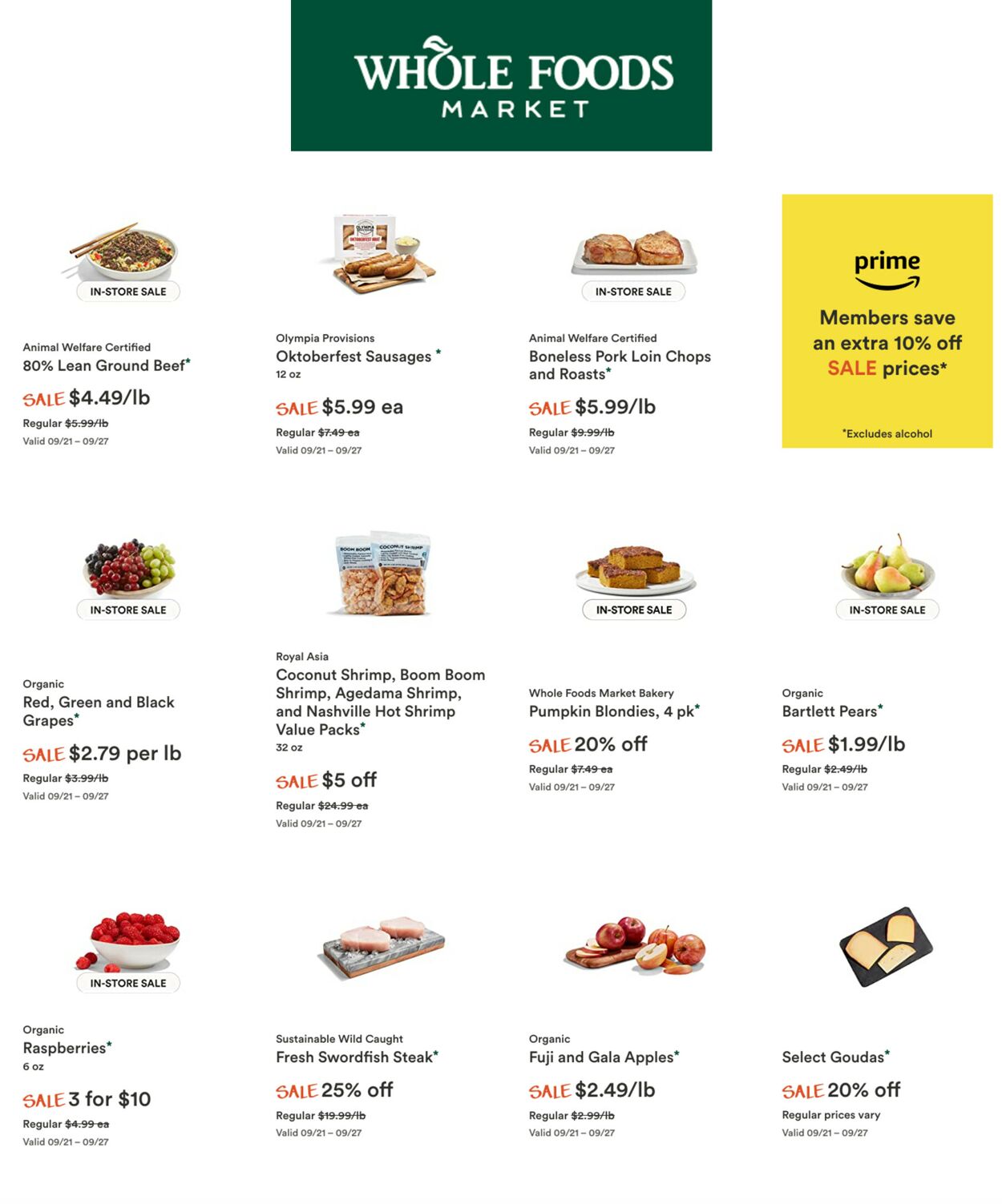 Catalogue Whole Foods from 09/21/2022