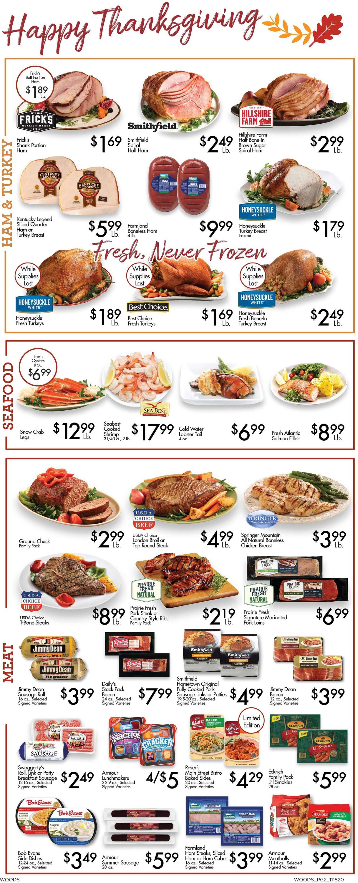 Catalogue Woods Supermarket Thanksgiving ad 2020 from 11/18/2020