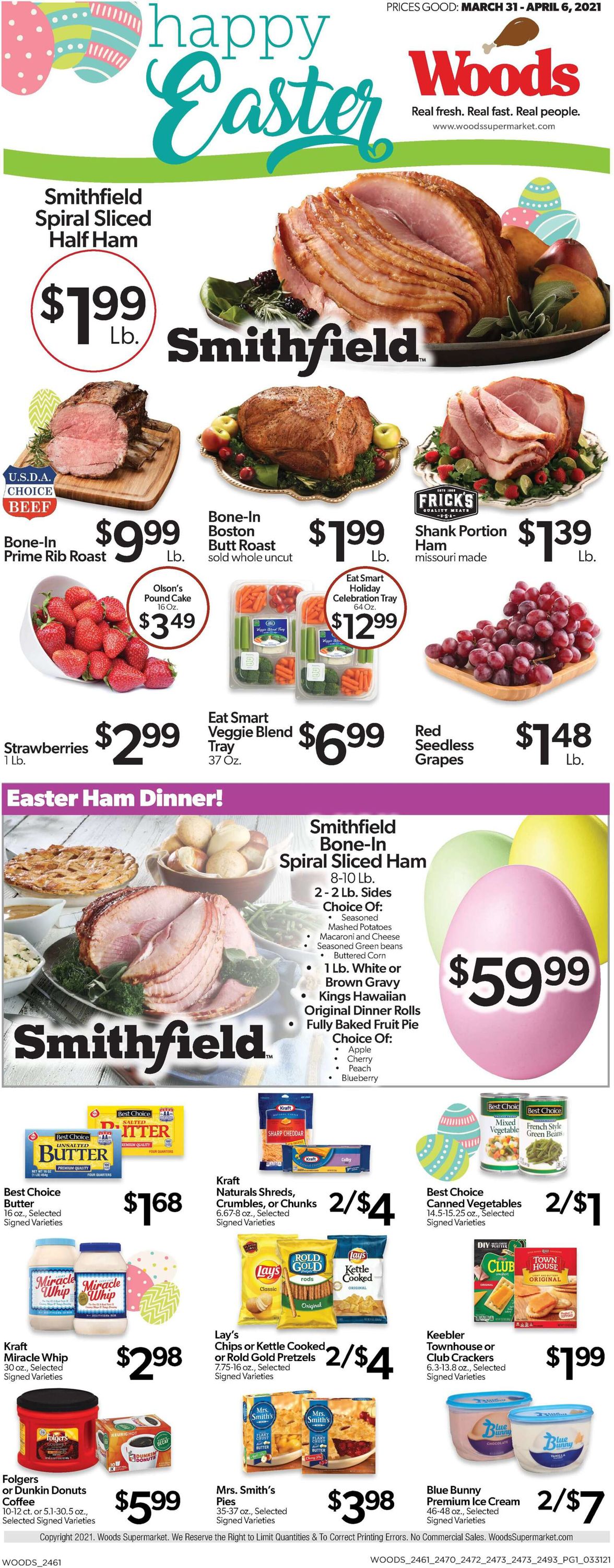 Catalogue Woods Supermarket Easter 2021 ad from 03/31/2021