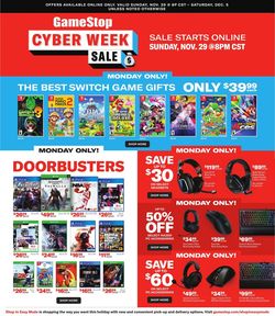 Catalogue Game Stop Cyber Week 2020 from 11/29/2020