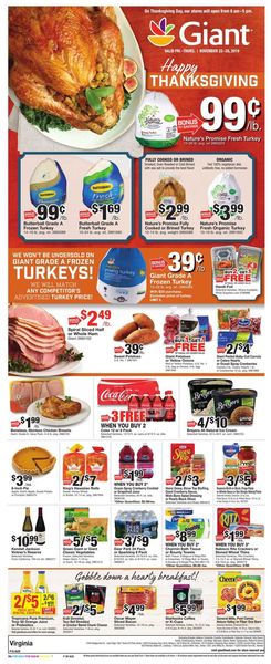 Catalogue Giant Food - Thanksgiving Ad 2019 from 11/22/2019