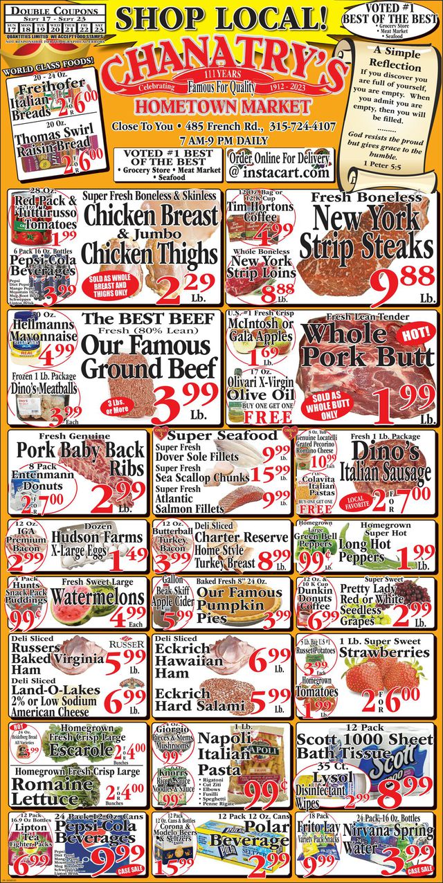 Catalogue Chanatry's Hometown Market from 09/17/2023