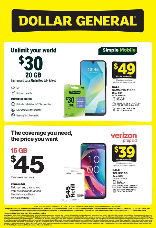 Catalogue Dollar General from 08/16/2026