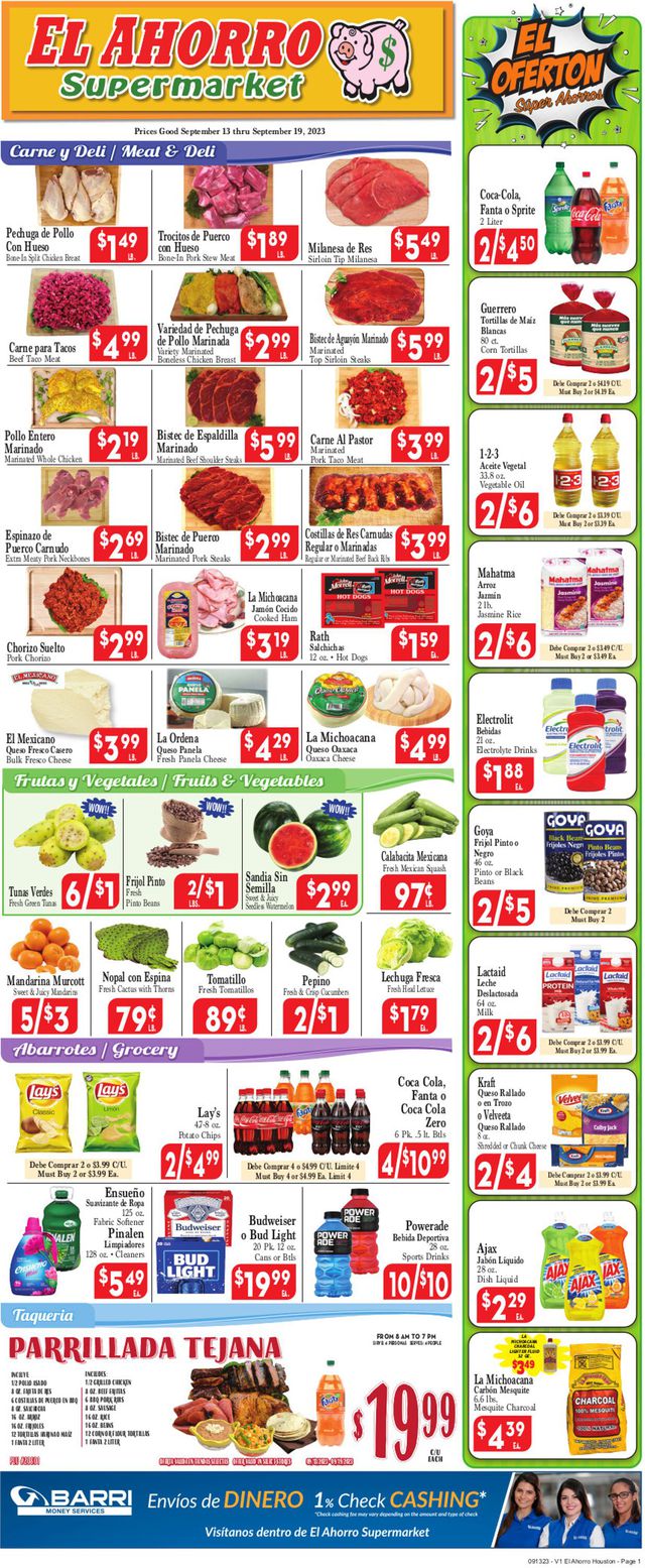 Catalogue El Ahorro Supermarket from 09/13/2023
