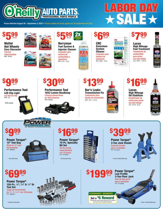 Catalogue O'Reilly Auto Parts from 08/30/2023