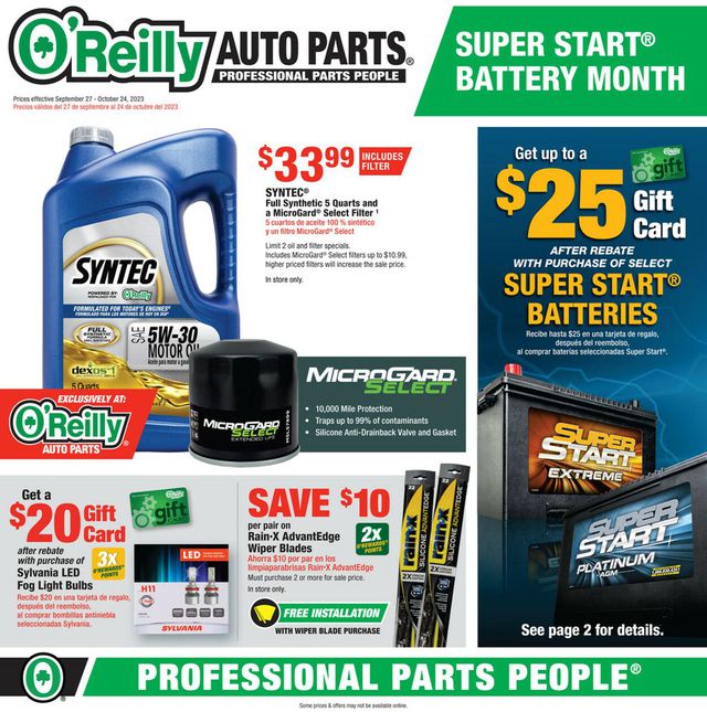 Catalogue O'Reilly Auto Parts from 09/27/2023