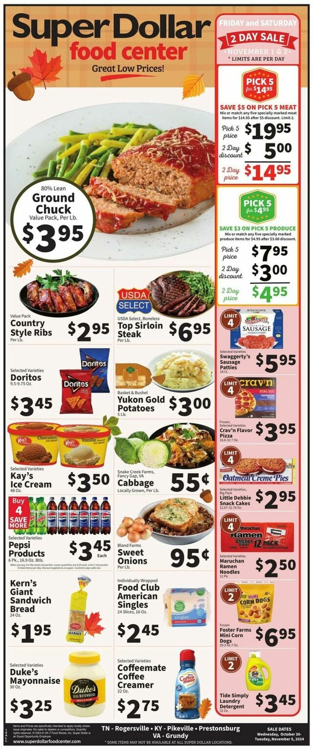 Catalogue Super Dollar Food Center from 10/30/2024