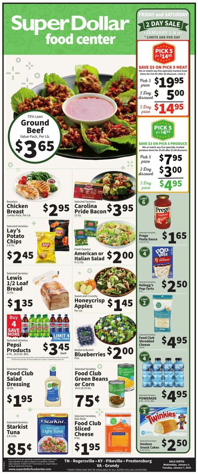 Catalogue Super Dollar Food Center from 01/01/2025