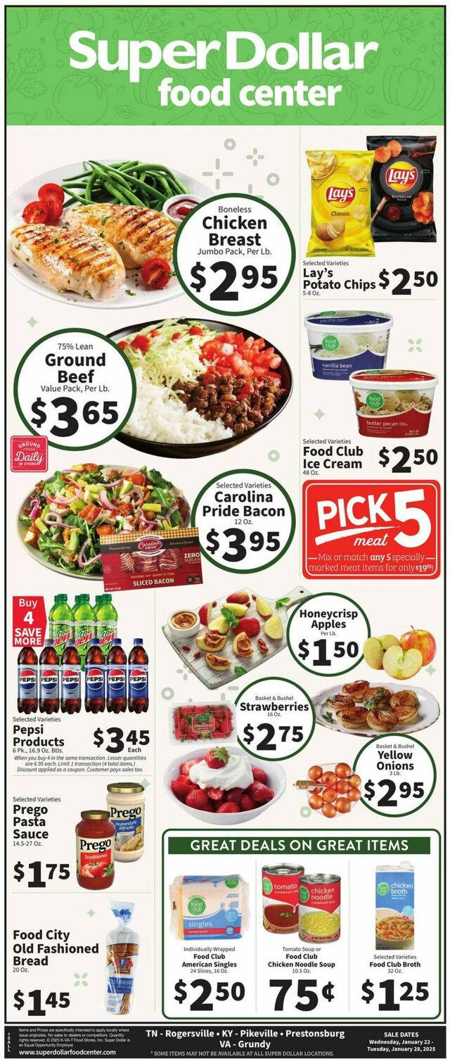 Catalogue Super Dollar Food Center from 01/22/2025