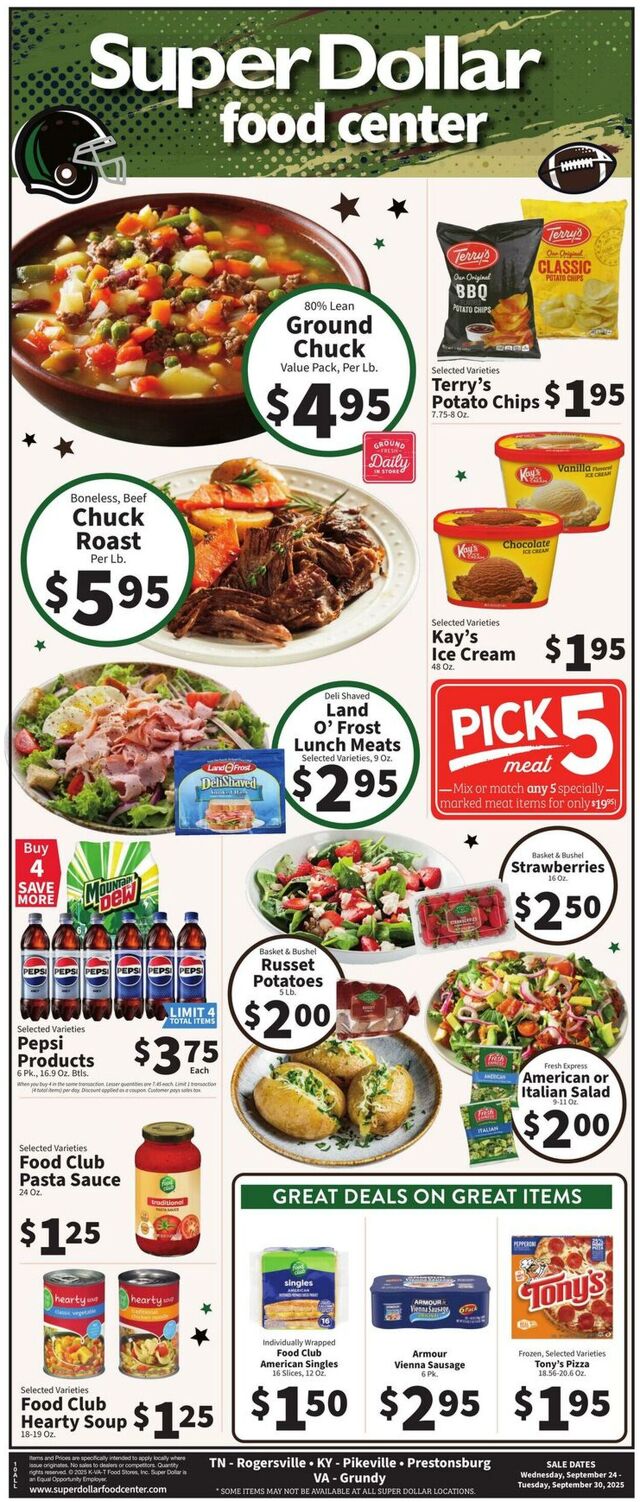 Catalogue Super Dollar Food Center from 09/24/2025