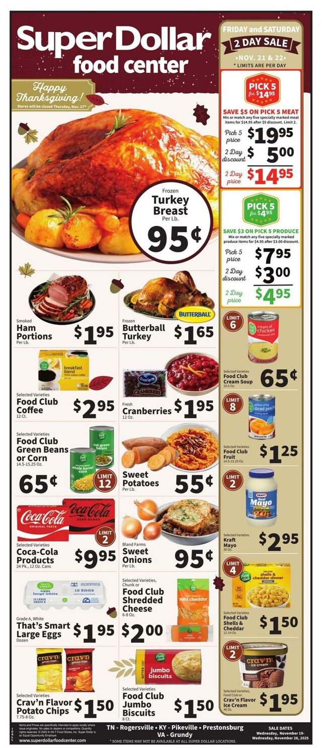 Catalogue Super Dollar Food Center from 11/19/2025