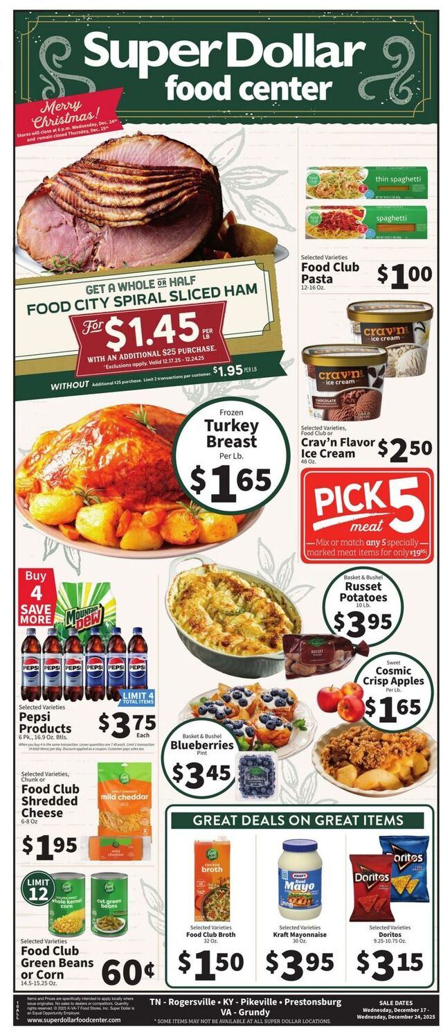 Catalogue Super Dollar Food Center from 12/17/2025
