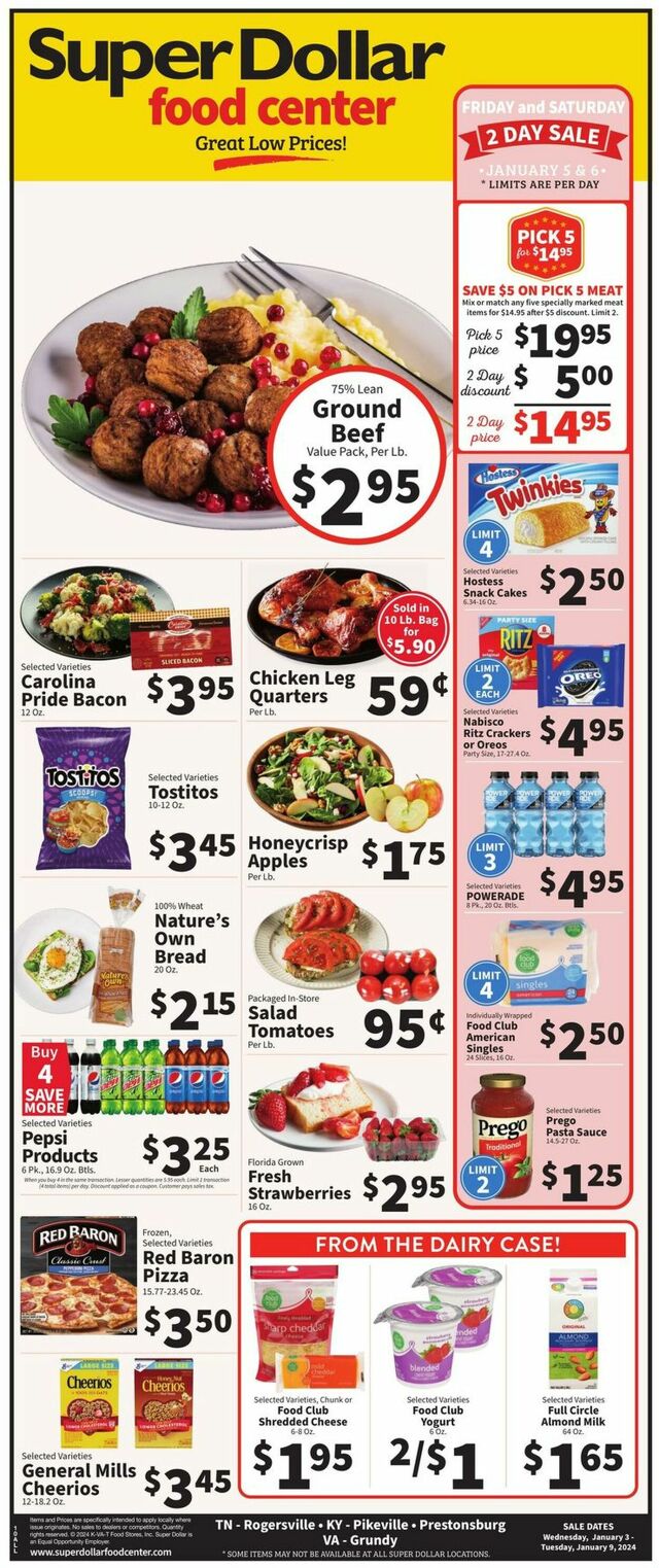 Catalogue Super Dollar Food Center from 01/03/2024